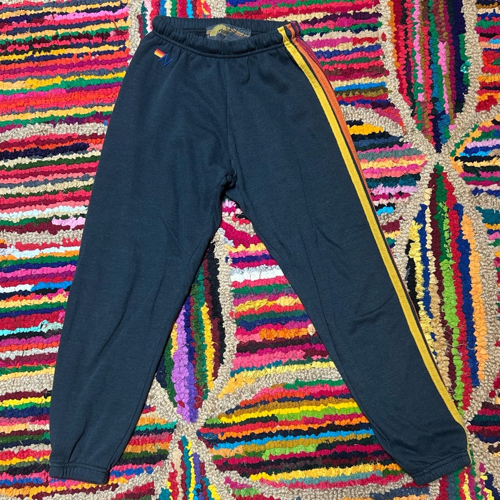 Aviator Nation 5 Stripe Charcoal Sweatpants Size SMALL